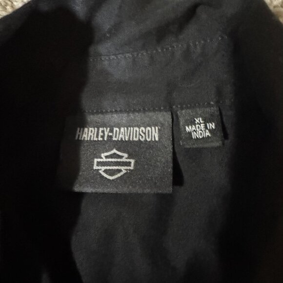 Harley-Davidson Shirt Mens XL Black Short Sleeve Button Up Bar & Shield Work - Picture 4 of 8